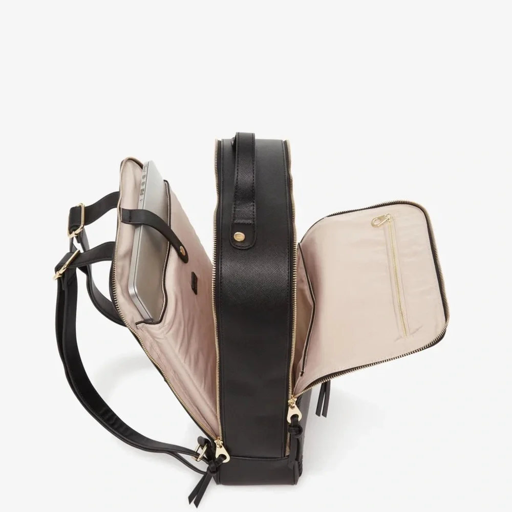 Calpak Black Structured Leather Backpack with Gold Hardware - Picture 3 of 6